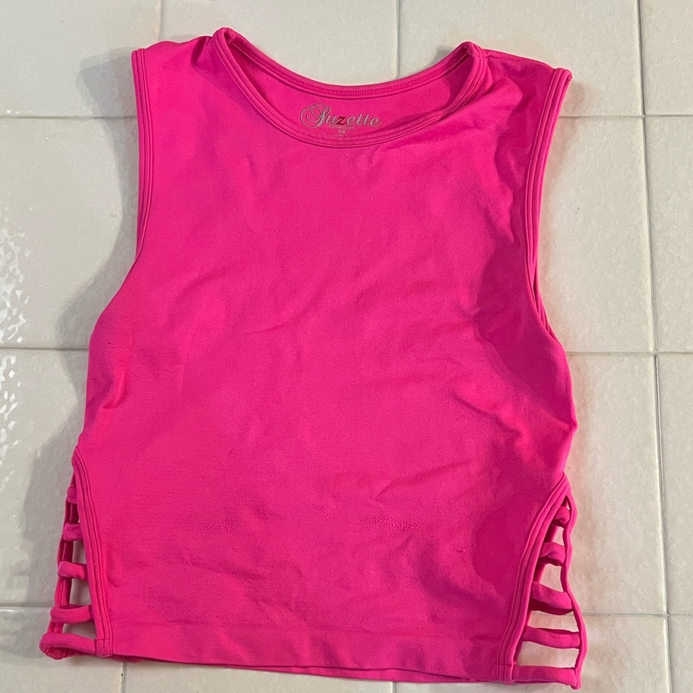 Suzette’s Collection Women's Hot Pink Crop w/ Side Ladder cuts Sz S
